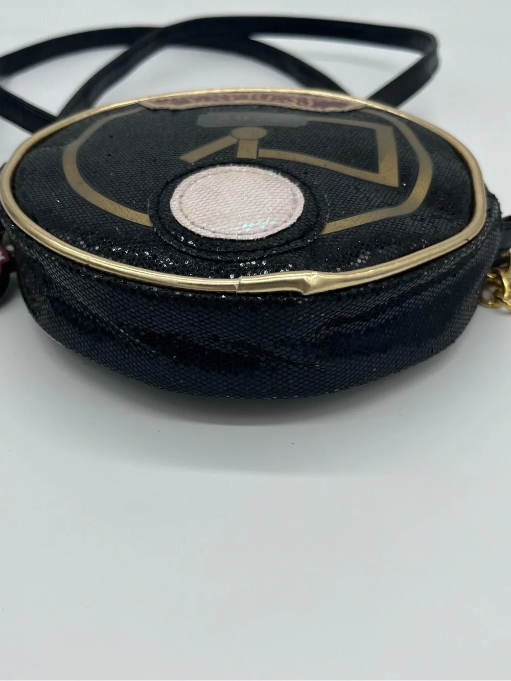 Hogwarts Express Round Crossbody Bag in Black with Gold Trim